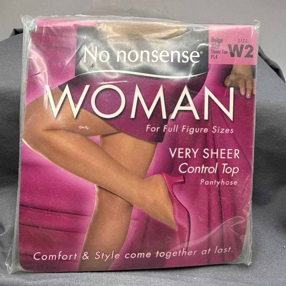 No Nonsense Woman Full Figure Size W2 Beige Mist Vintage Pantyhose Nylon